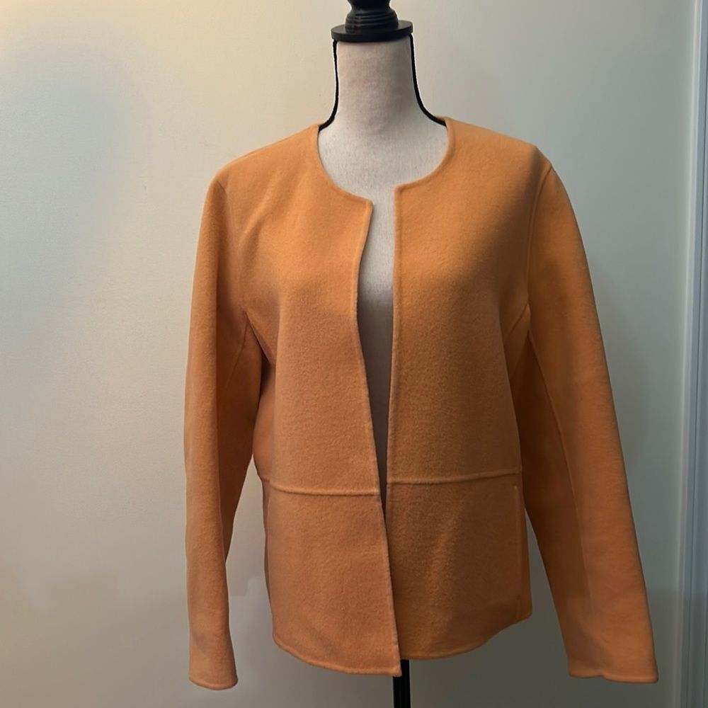 EILEEN FISHER ORANGE OPEN FRONT WOOL/CASHMERE JACkET